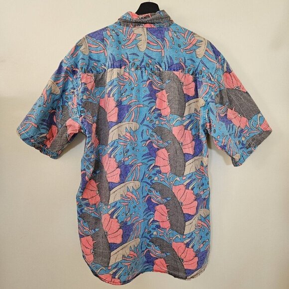 Revenge Shirtmakers Shirt Mens L 100% Cotton Allover Floral Tropical Print VTG - Picture 2 of 11